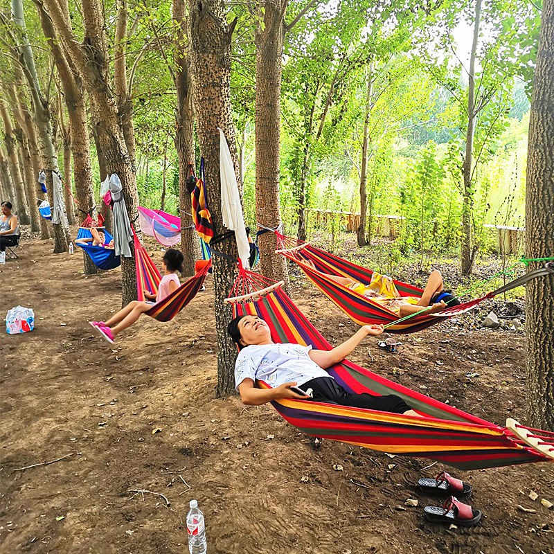 Võng ngoài trời đôi chống lật vải dày sinh viên trong nhà ký túc xá phòng ngủ xích đu người lớn ghế treo