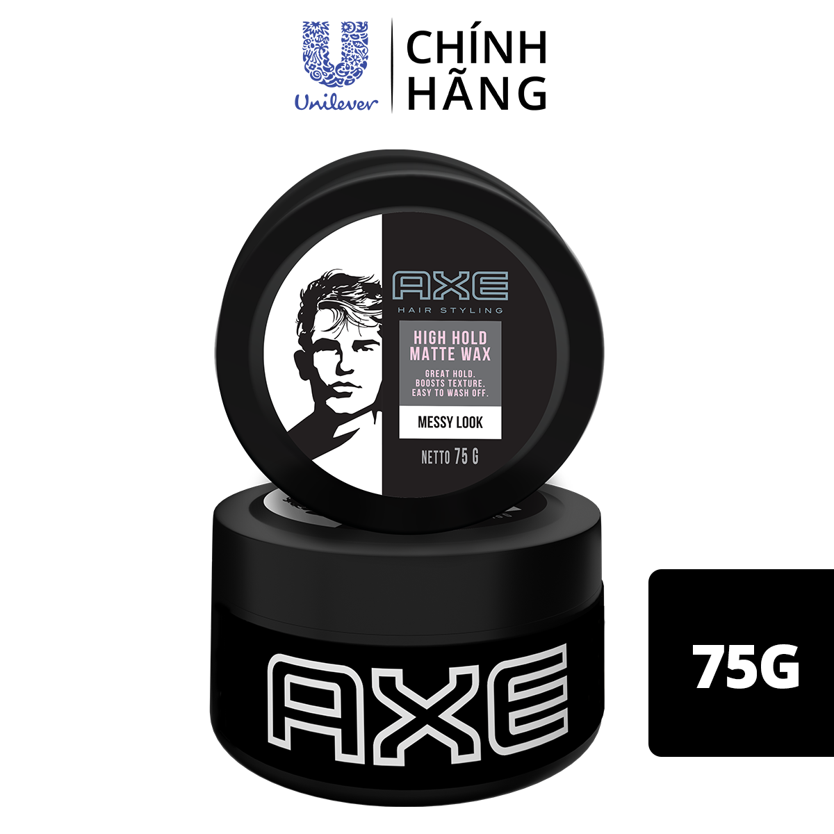 Wax tạo kiểu tóc AXE Messy Look giữ nếp tối ưu, bật tung khí chất dành cho nam, 75g