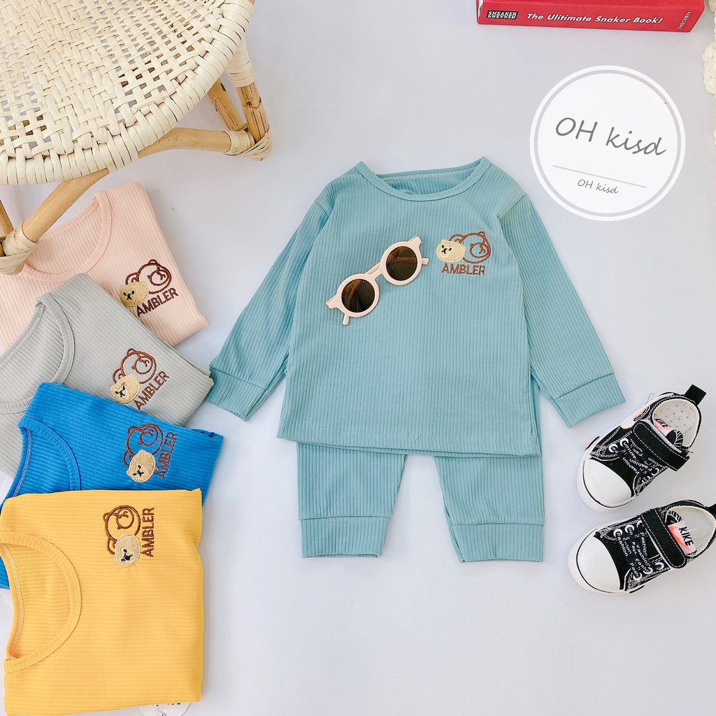 Bộ Dài Tay Gân Tăm Lạnh cho Bé Trai, Bé Gái Từ 6-17kg