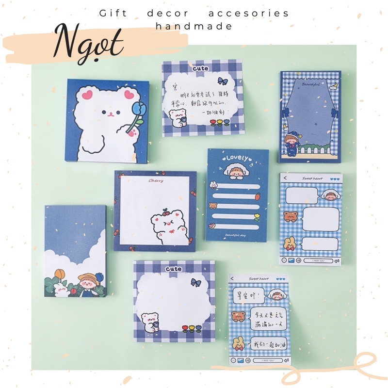 [SẴN] Tập 80 tờ giấy Note Cute Blue