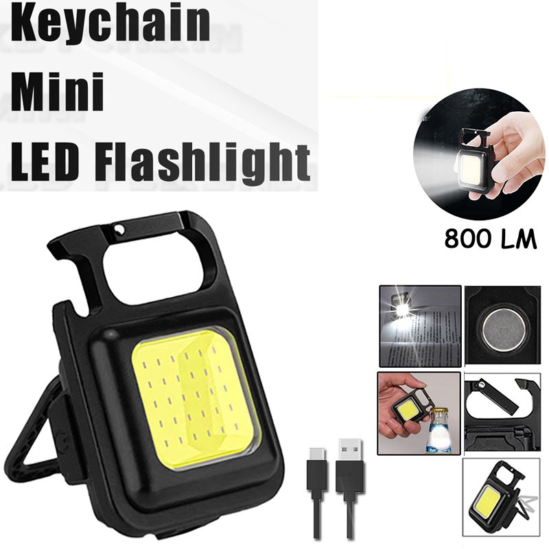 Đèn Pin LED Mini 800 Lumens Có Móc Khóa Bỏ Túi Mang Đi Cắm Trại Tiện Lợi