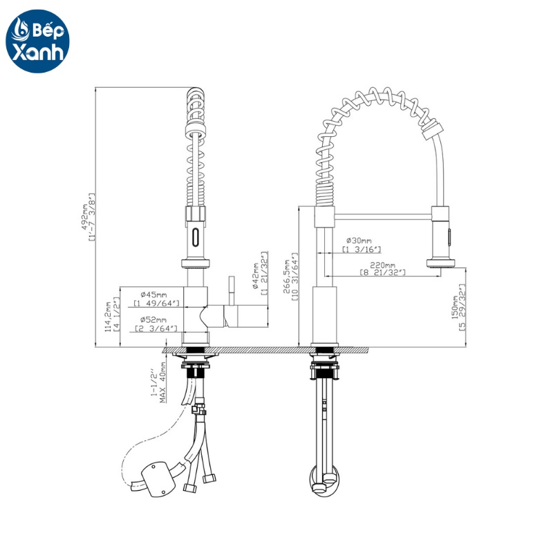 [FREESHIP HCM] Vòi Rửa Chén Nóng Lạnh Ecalite EF-K102B - Màu Đen