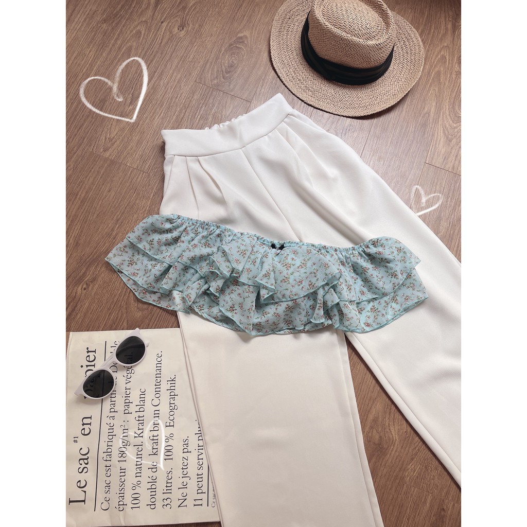 (MẪU MỚI-FREESHIP) SET QUẦN XUÔNG TRẮNG+ÁO CROPTOP HOA ❤️❤️❤️ CHIBEST | BigBuy360 - bigbuy360.vn
