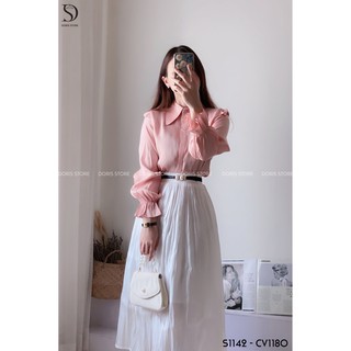 Áo lụa ánh sơ mi cổ cách điệu DORIS S1142 A