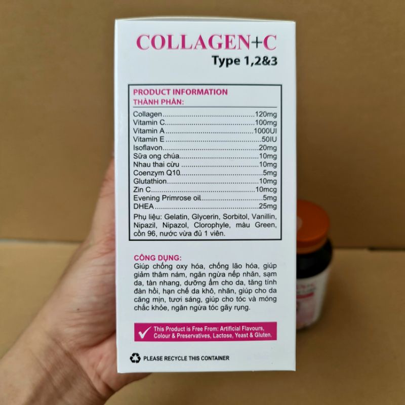 ĐẸP DA, SÁNG DA - COLLAGEN+C 60 viên sữa ong chúa, nhau thai cừu