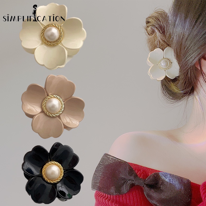 Kẹp Tóc Trong Suốt Đính Hoa Ngọc Trai Đơn Giản Thời Trang Hàn Quốc