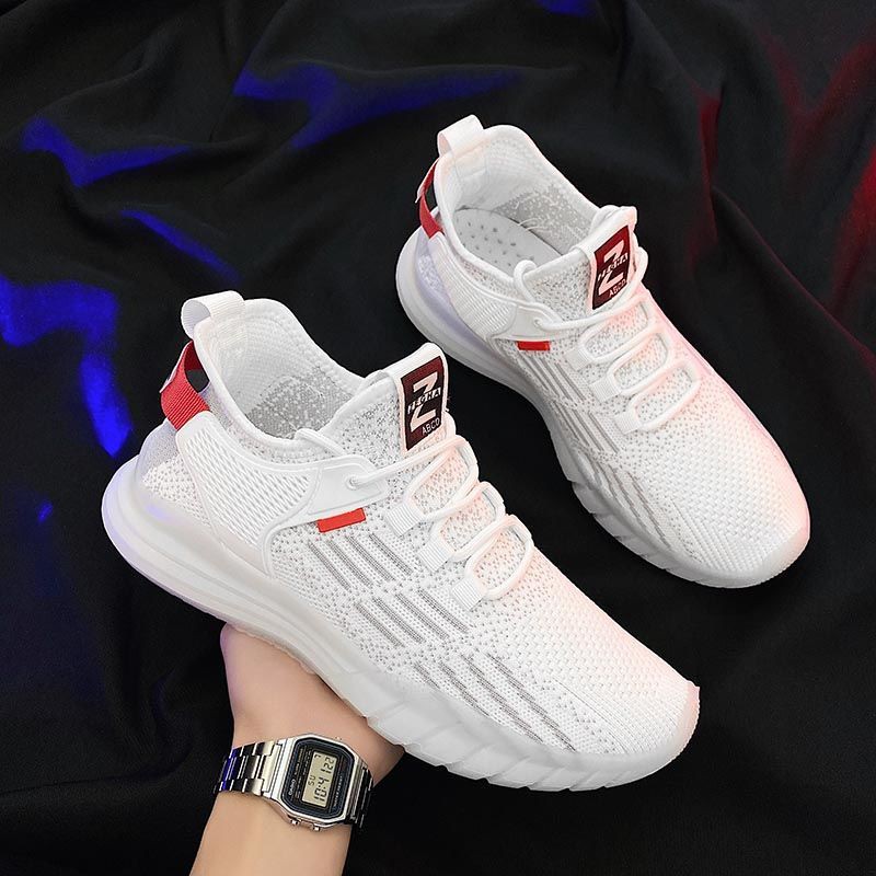 Fashion Shoes Casual 2021 Men Sneakers Korean Street Shoes Lightweight Hollow Sole Flying woven sports shoes men's low top net top men's shoes breathable coconut shoes male students high thick soled running father shoes men's shoes
