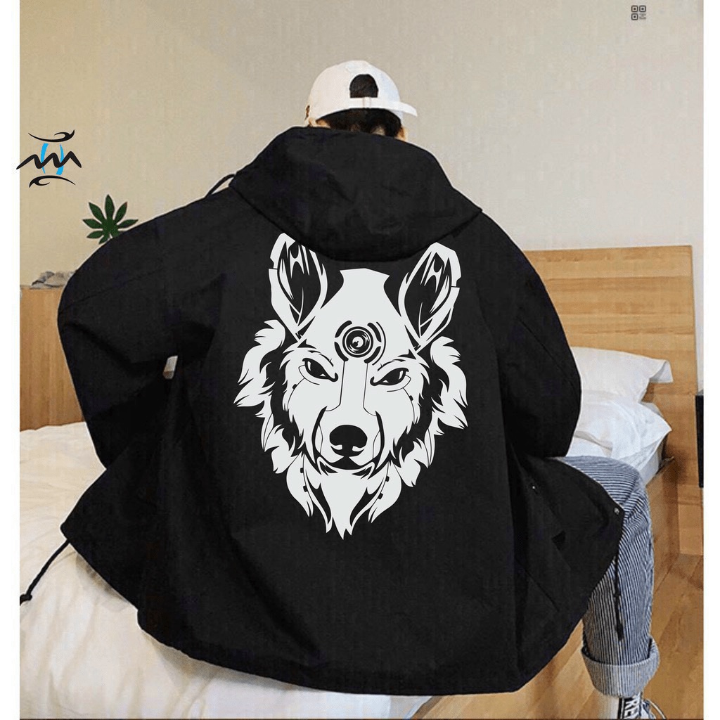 Áo Khoác Nam Nữ, Áo Khoác Dù Form Rộng in Phối Hình Đầu Sói Phản Quang Siêu Chất ĐT01 [NewUnisex]