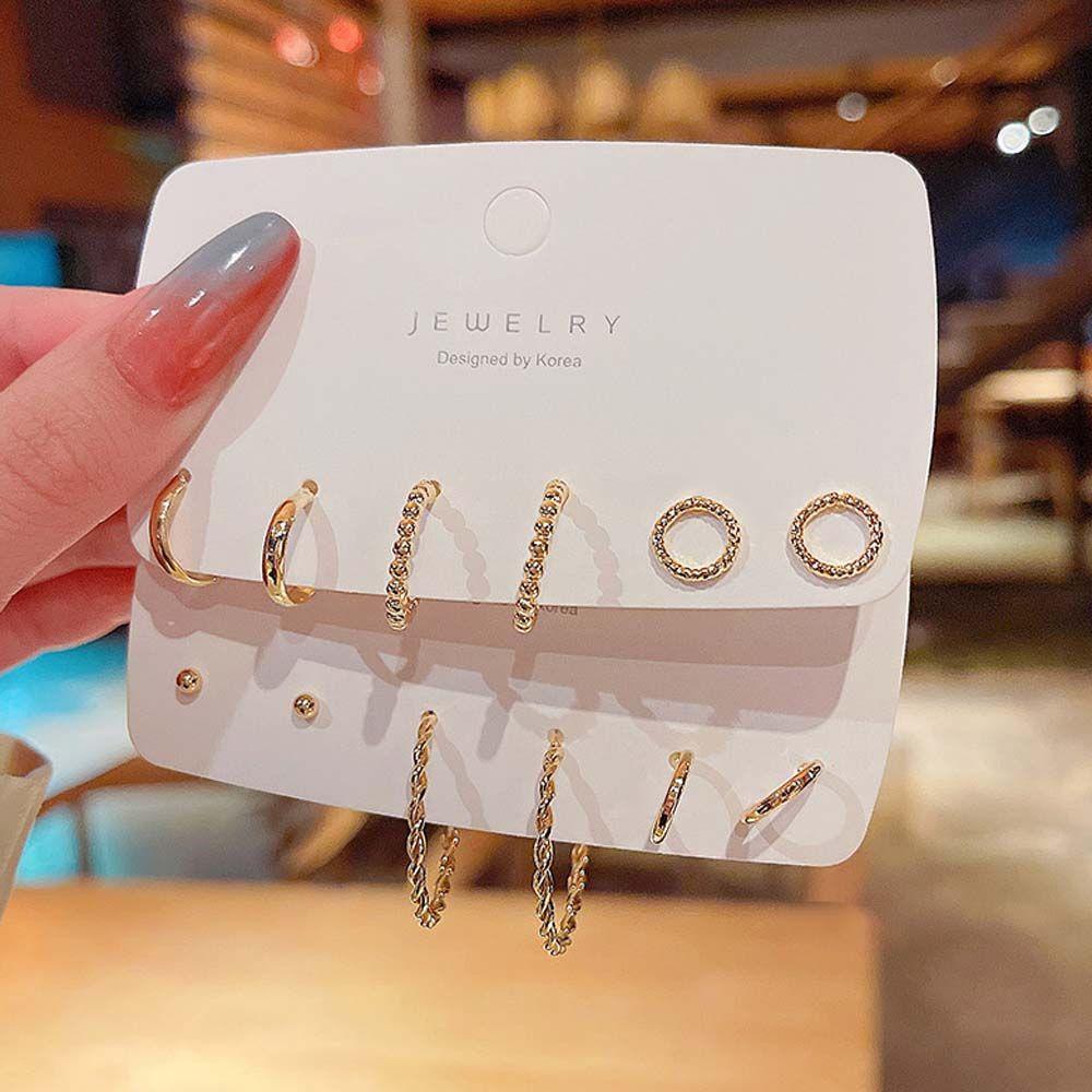 VANES1 Bộ 3 Đôi Khuyên Tai Kim Loại Hình Tròn Phong Cách Hip Hop Thời Trang