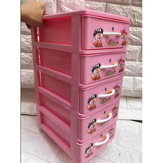 Tủ nhựa Việt Nhật 5 tầng cao cấp. Kích thước 26 x 18 x 41cm. Màu trắng, hồng