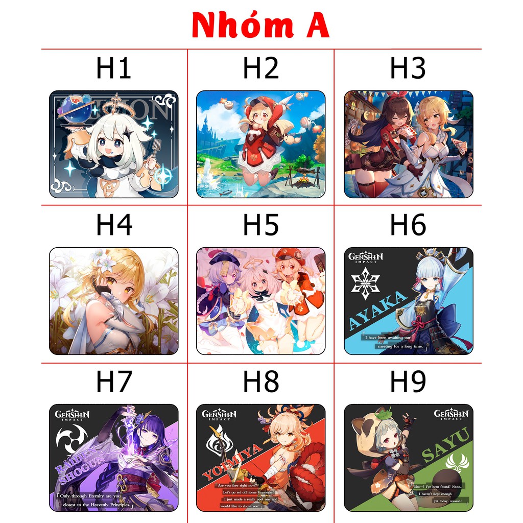 [Có nhiều mẫu] Lót chuột game Genshin Impact - Size 24x20cm | BigBuy360 - bigbuy360.vn