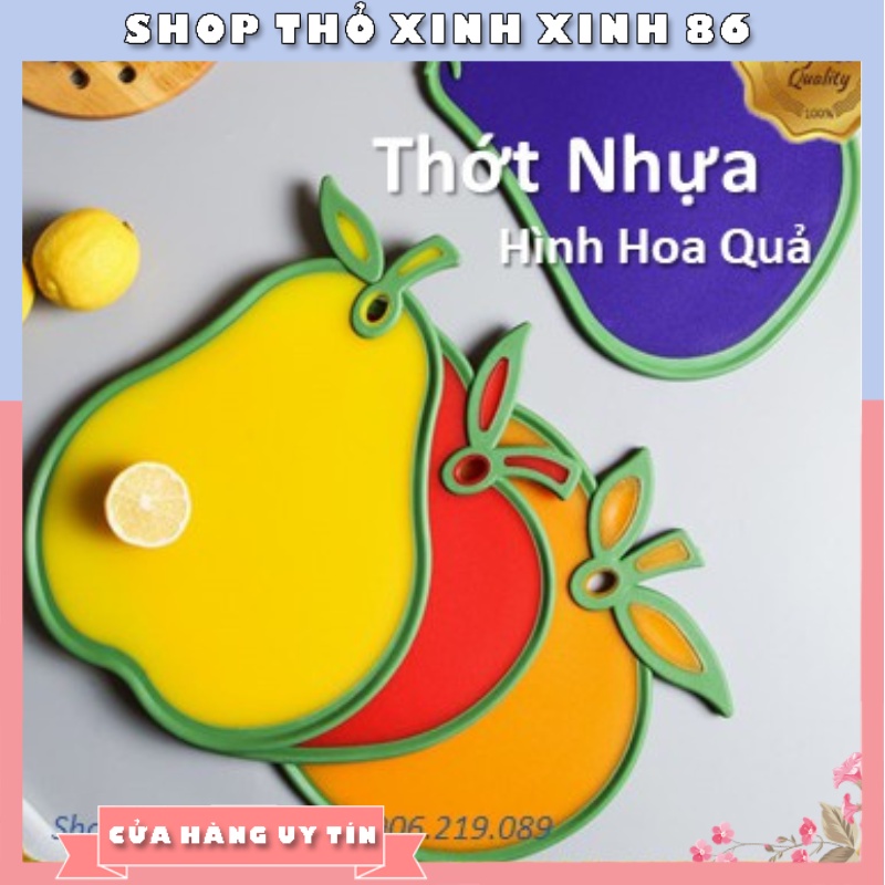 Thớt Nhựa Kháng Khuẩn Chống Trơn Trượt Hình Hoa Quả Chuyên Thái Đồ Ăn Chín Rau Củ Quả TD008