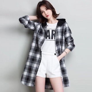Áo khoác caro phối nón