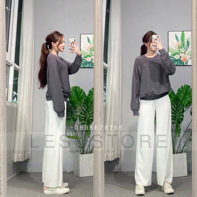 ẢNH TỰ CHỤP Quần culottes thun tăm lưng thun lai cắt dài 93cm