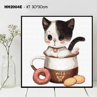 Tranh sơn dầu số hóa tự tô màu theo số - Bộ sưu tập tranh mèo con 
