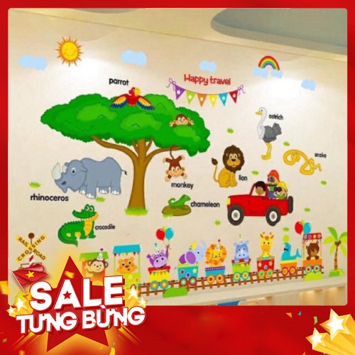 Bộ Decal Ghép hình Thú Tiếng Anh + Xe Lửa Cho Bé ( 2 TẤM ) - Hàng nhập khẩu