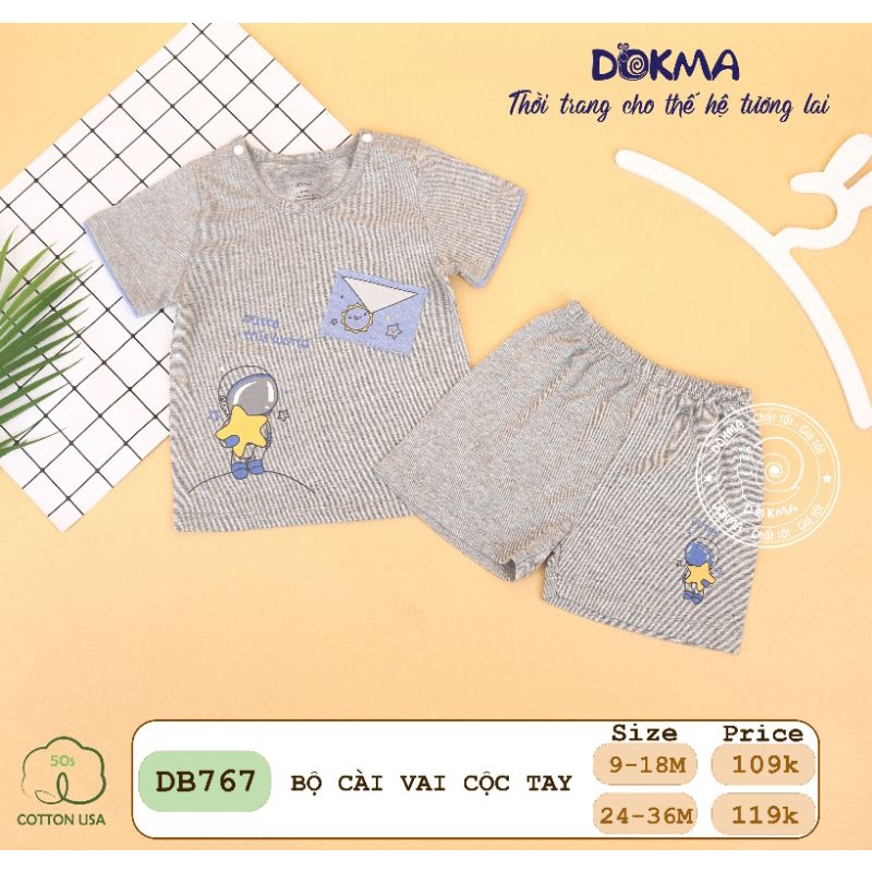 DOKMA 2022 - Bộ Cộc tay cài vai cho bé trai,bé gái từ 6M đến 3Y mã DB767
