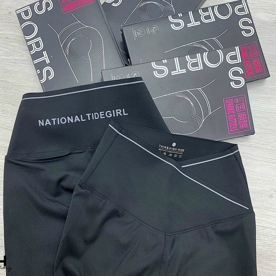 Quần legging cạp chéo lưng cao, quần dài nữ gen bụng co giản tốt hot hit Okélla (không có hộp)