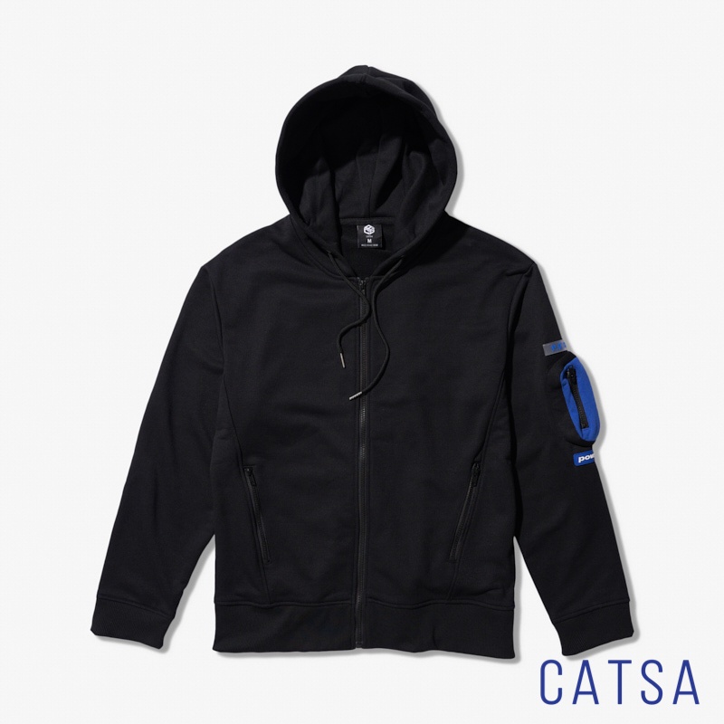 Áo khoác thun đen POWER chất thun mềm mại, thoái mái, thấm hút mồ hôi CATSA AKJ044
