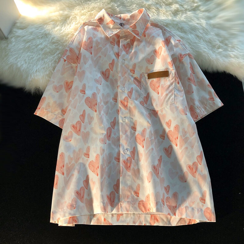 Áo Sơ Mi Tay Ngắn Dáng Rộng Vải Lụa Thời Trang Mùa Hè Phong Cách Hàn Quốc Cho Nữ