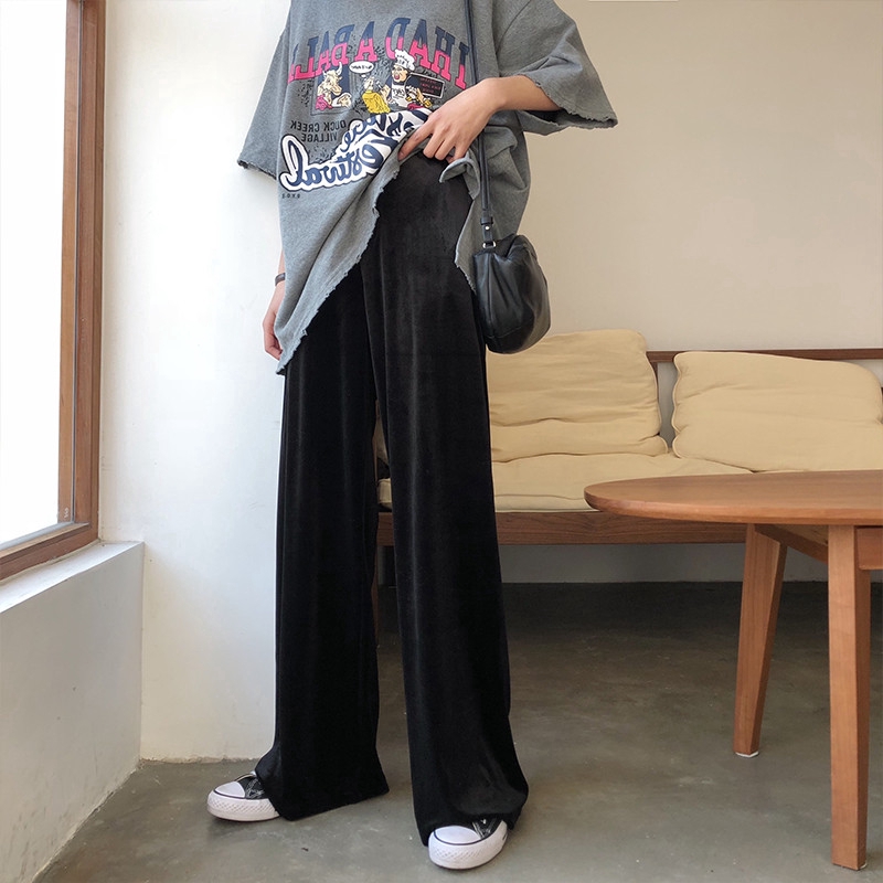 SUXI Quần ống rộng phong cách retro Hàn Quốc