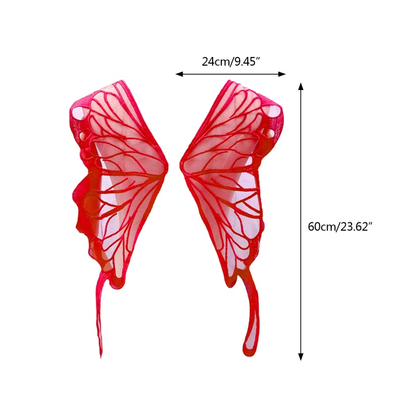1 Cặp Miếng Vải Ren Lưới Thêu Hình Cánh Bướm Sau Lưng Dùng Trang Trí Đầm DIY