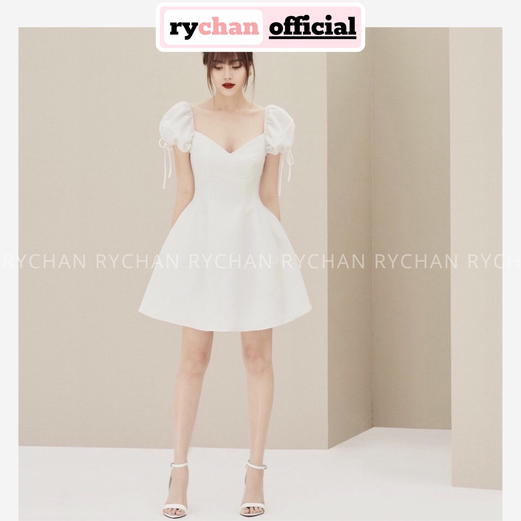 DX889 - Đầm Xòe Trắng Tay Phồng Đầm Xòe Sang Trọng Đầm Đi Đám Cưới Đầm Dự Tiệc