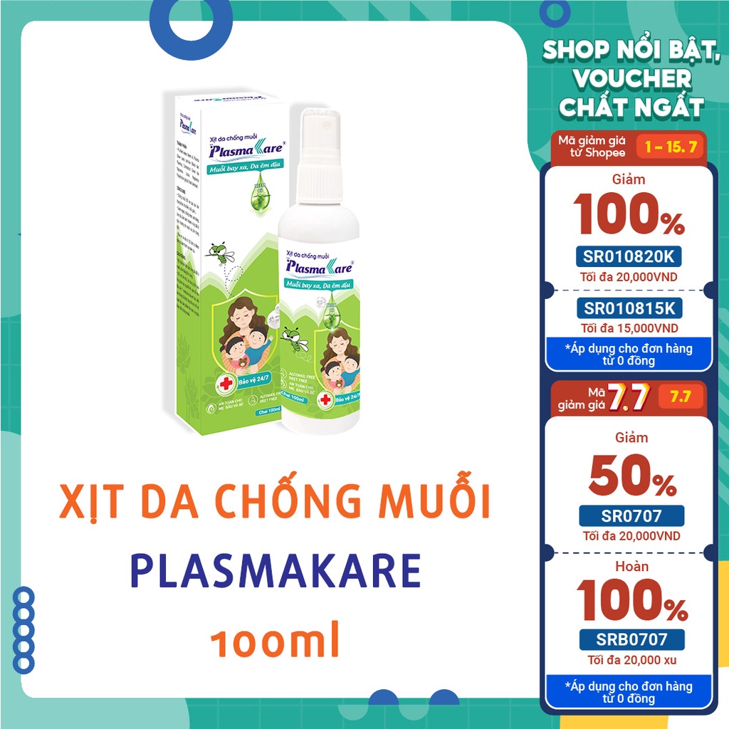 Xịt chống muỗi PlasmaKare 100ml xua đuổi Muỗl, xẹp vết đốt, Viện Sốt rét - KST -Côn trùng TƯ đã chứ