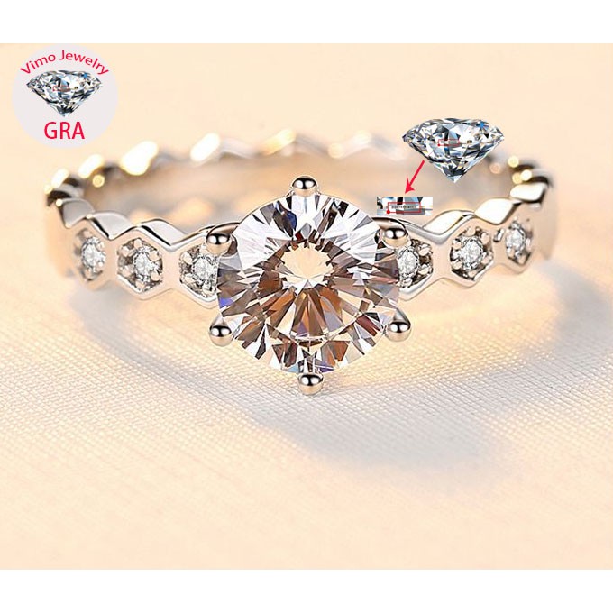 Nhẫn Bạc S925 D Color Carat Moissanite Đơn Giản Thời Trang