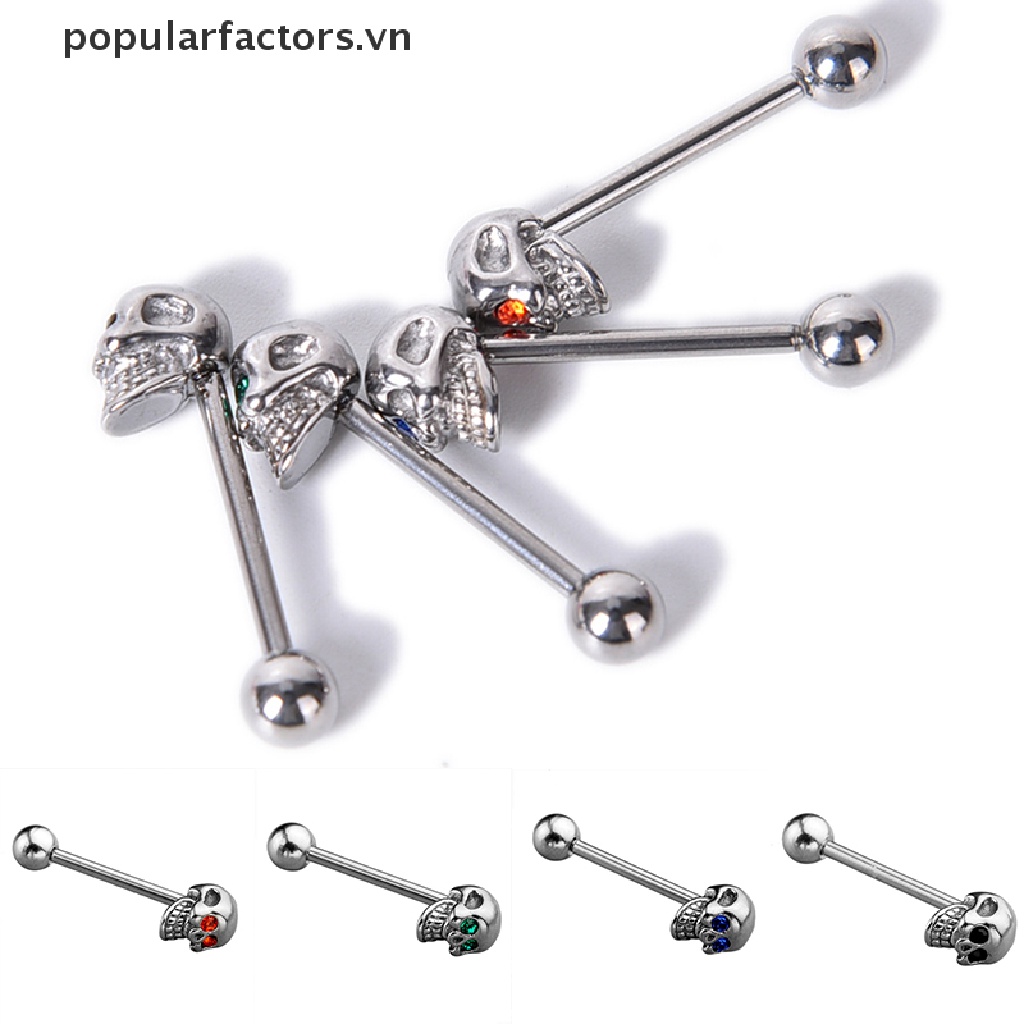 Khuyên Lưỡi Bằng Thép Không Gỉ Đính Đá CZ 14G