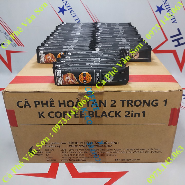 Cà phê đen K Coffee Black Phúc Sinh dây 10 gói dài nhỏ * 17g