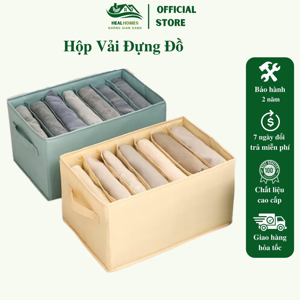 Hộp vải chia 9 ngăn đựng quần jean áo sơ mi thun cộc tay mùa hè đa năng khay túi vải cao cấp sắp xếp gọn gàng /HealHomes