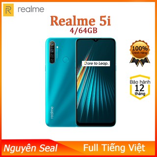Điện thoại realme 5i 4/64gb - bộ 4 camera góc siêu rộng, pin khủng 5000mah, bảo hành toàn quốc