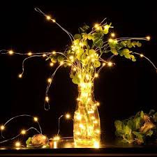 Dây đèn led đom đóm fairy light gồm 30 bóng dài 3 mét màu vàng nắng dùng 2 viên pin AA