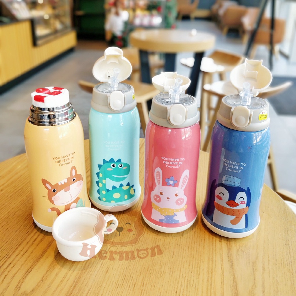 B𝐢̀𝐧𝐡 𝐧𝐮̛𝐨̛́𝐜 𝐇𝐞𝐫𝐦𝐨𝐧  𝟔𝟎𝟎𝐦𝐥 giữ nhiệt 2 nắp có ống hút cho bé đi học, nhà trẻ, mầm non và đi chơi