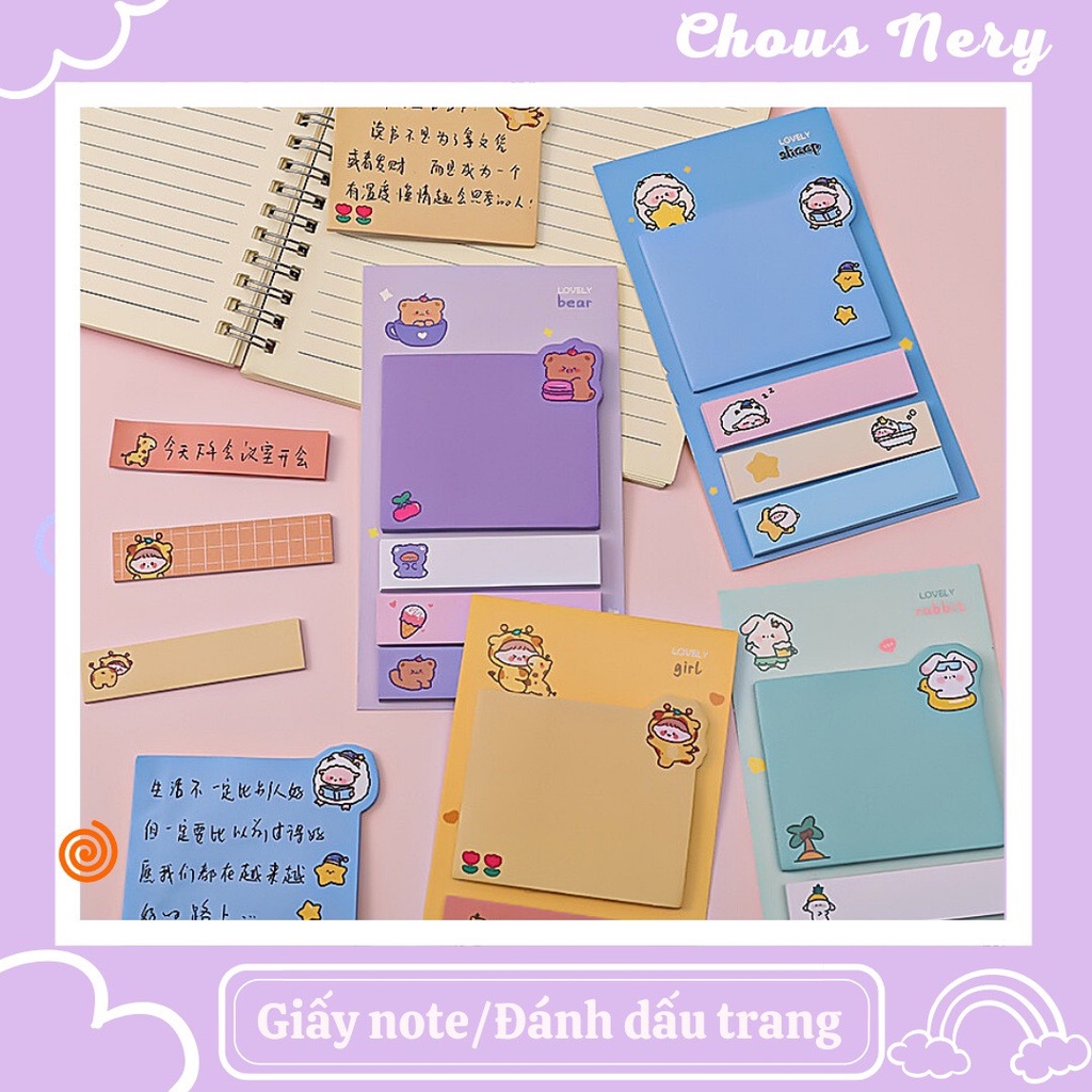 [Tặng mã 50k]Set giấy note/đánh dấu trang nhiều màu sắc họa tiết đáng yêu kiểu dáng Nhật Bản| Xem thêm ở phần mô tả