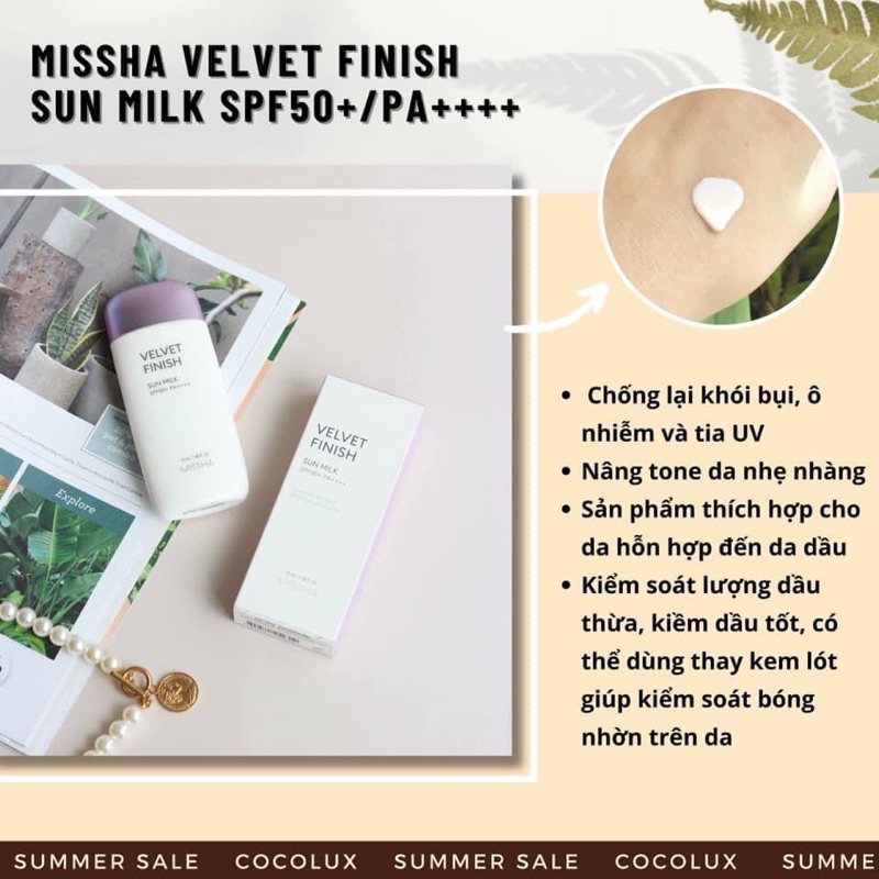 Kem chống nắng missha Finish Sun Milk 70ml Hàn.