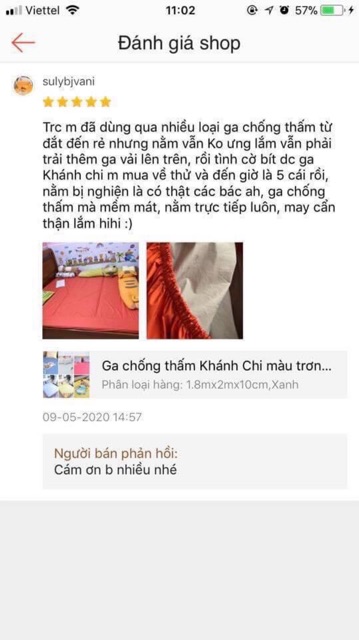 Ga chống thấm Khánh Chi màu trơn đẹp, mềm mát, lau khô ngay, không sột soạt