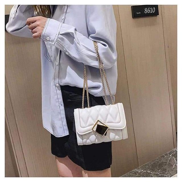 Túi Đeo Tréo Nữ Linh Store Túi Đeo Vai 3 Ngăn Trần Trám Khóa Kính Nghiêng Thời Trang Phong Cách Hàn Quốc - LS11