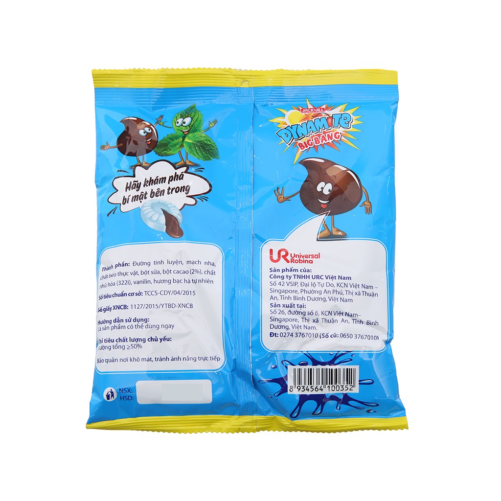 Kẹo Dynamite Hương Bạc Hà Nhân Socola Gói 120g