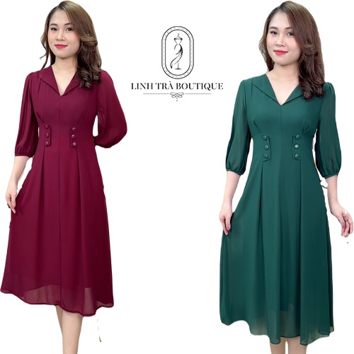 Đầm Trung Niên Dáng Dài   Cao Cấp Vải Voan Tay Lỡ Đi Làm Đi Chơi Đi Tiệc Đa Dụng Cho Các Quý Bà