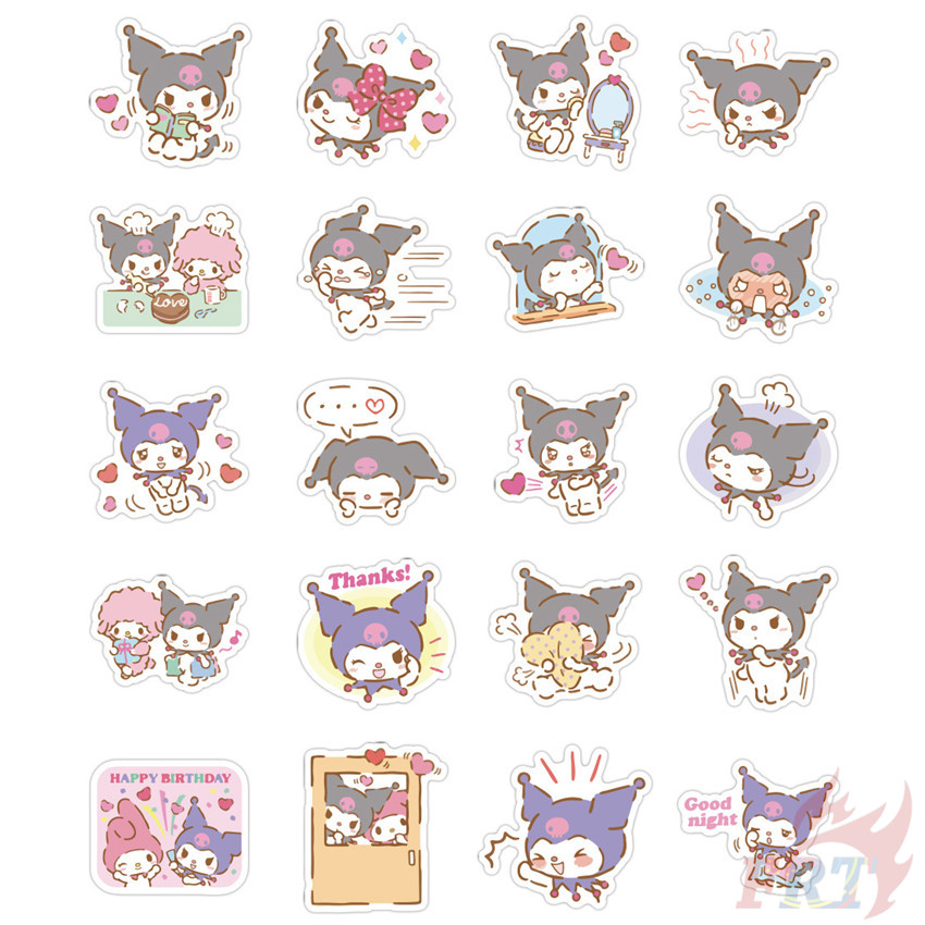 ❉ Kuromi Q-3 Retro Stickers ❉ 40Pcs/Set Sanrio Cartoon Character DIY Decals Stickers for Album Diary Laptop Scrapbooks Skateboard