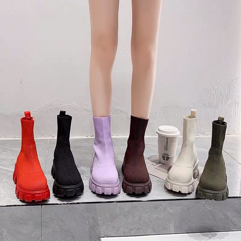 (ORDER+ẢNH THẬT) Giày Bốt Martin Nữ Đế Dày 2022 Chất Thun Co Giãn Kiểu Anh Quốc Cá Tính dễ phối đồ - BIG SIZE (35-43)