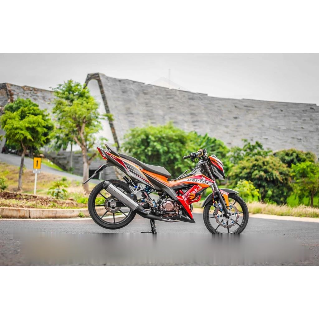 Tem Rời Dán Xe Sonic Mẫu Repsol Cam Bạc Đen Red Bull Cực Độc, Hàng 3 Lớp Chất Lượng Cao ,Team Decal
