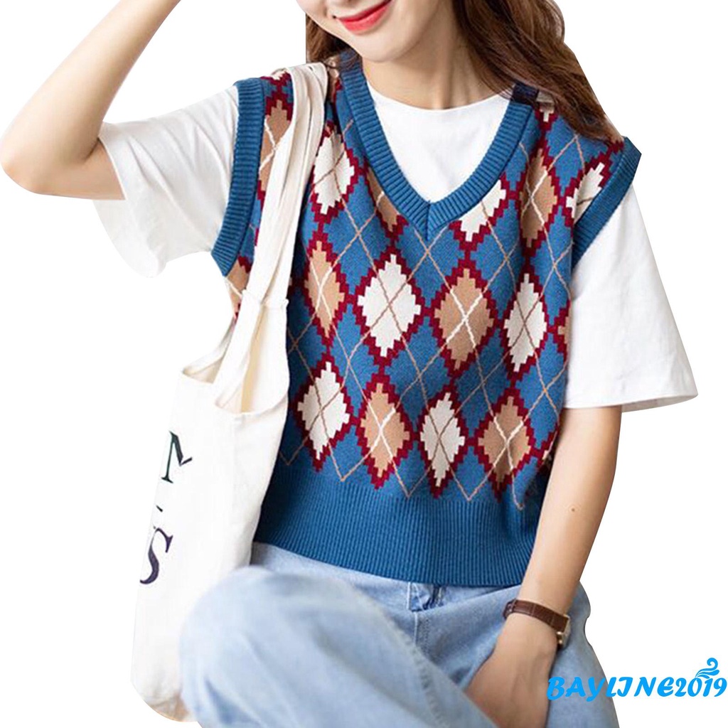 Áo Len Cổ V Không Tay Thời Trang Nữ