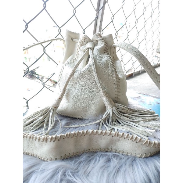 Túi Bucket mini trắng kem size 19x23 si tuyển ib giá rẻ hơn