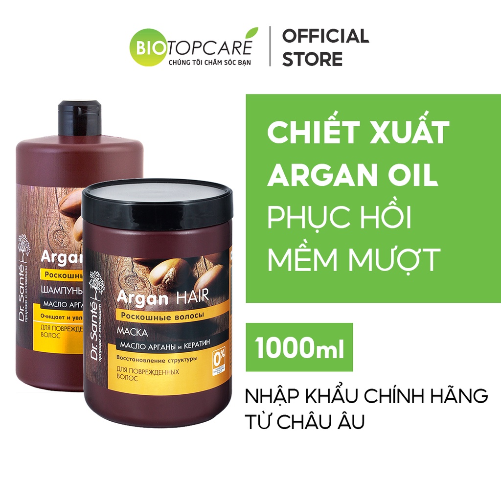 Dầu gội ủ Dr. Sante Argan phục hồi tóc khô xơ, chẻ ngọn 250ml/1000ml - BioTopcare Official