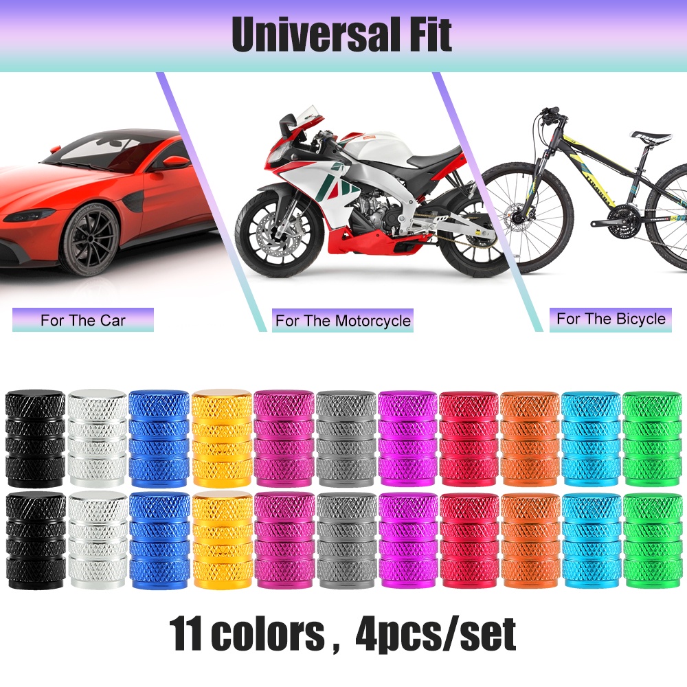 Set 4 Nắp Van Bánh Xe Hơi Bằng Hợp Kim Nhôm Chống Bụi