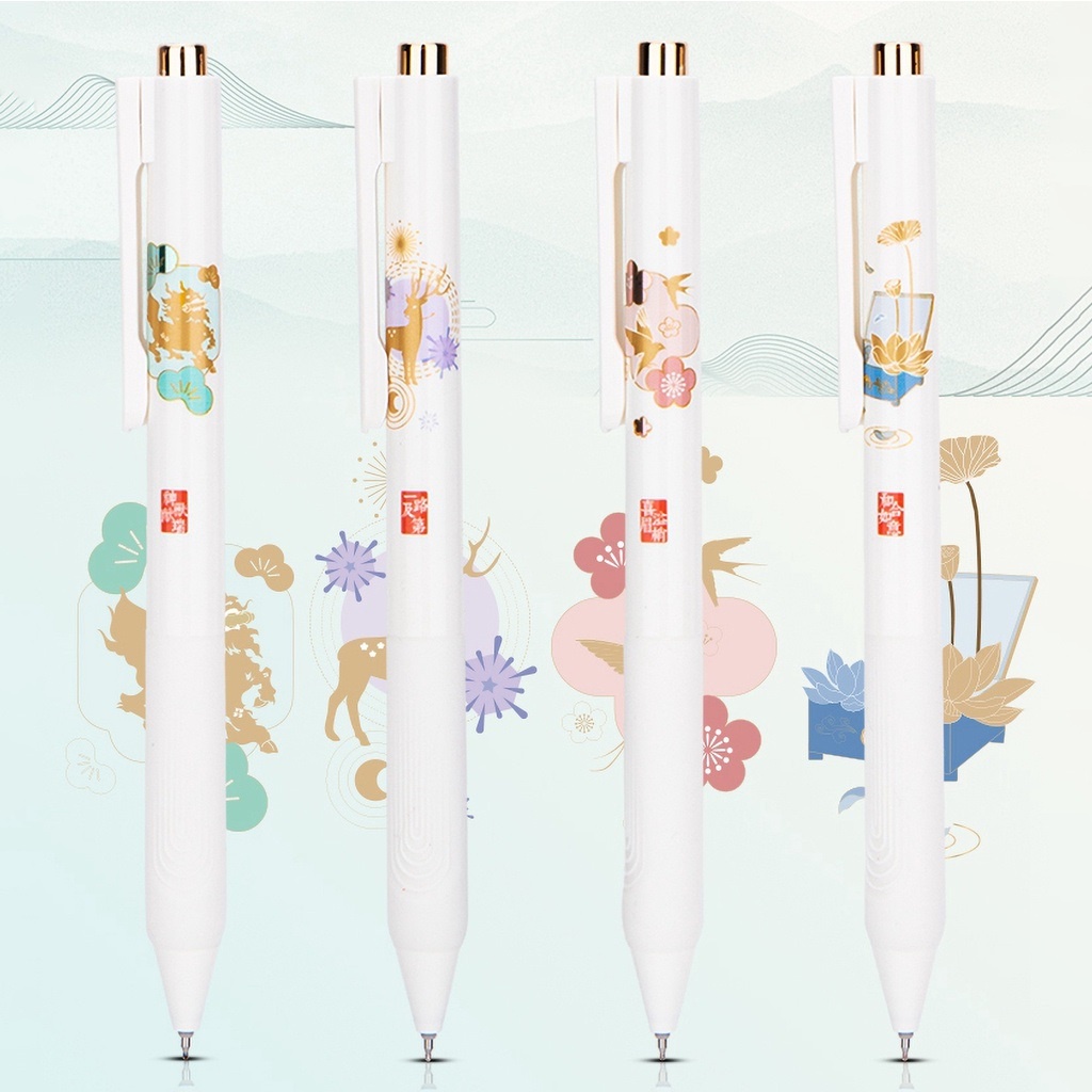 Set 4 Bút Mực Đen Ngòi 0.5MM Có Thể Thu Gọn Tiện Dụng