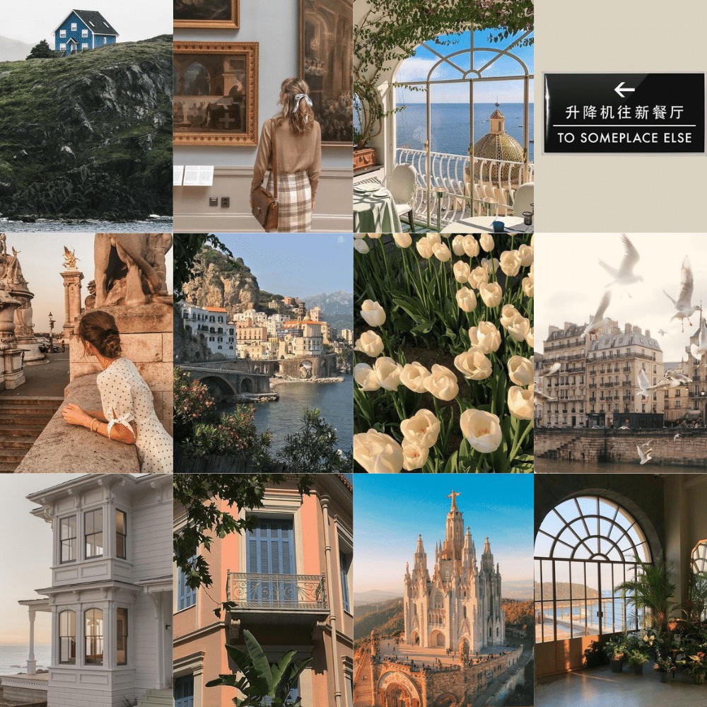 Wall Collage dán tường trang trí decor phòng ngủ - theme Travel Building